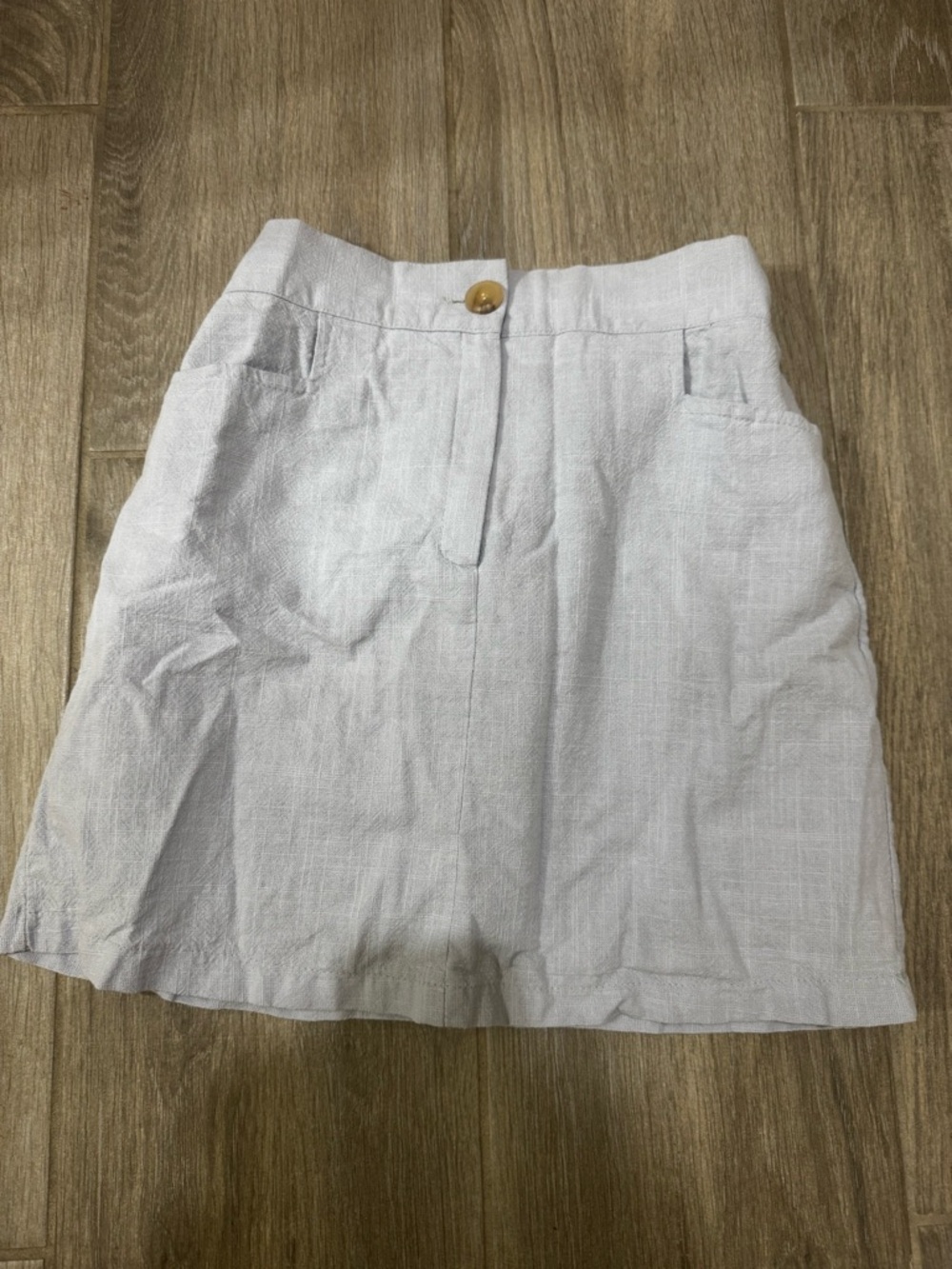Light Linen A-Line Mini Skirt in Pale Blue